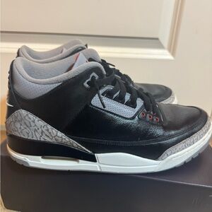 Authentic Jordan 3 black cement 2024 Black and Gray Sneakers